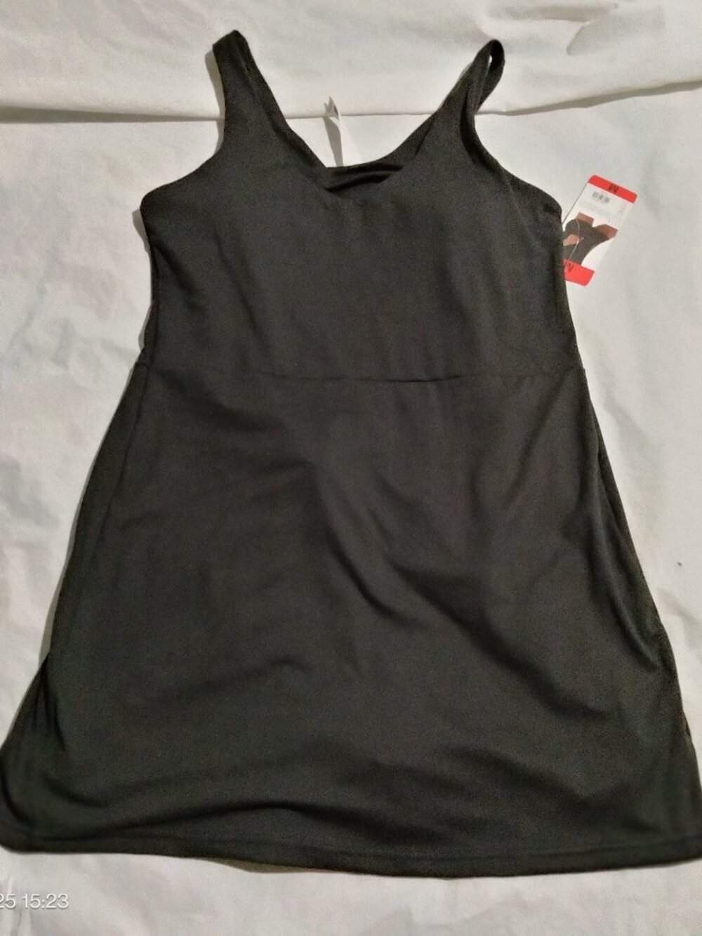 Elle Sport Women’s Active Tank Dress Built In Bra & Shorts Black M